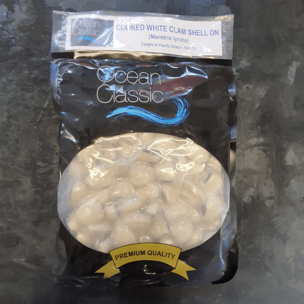 Clams Cooked in Whole Shell 1kg FROZEN The Stickleback Fish Company Ltd