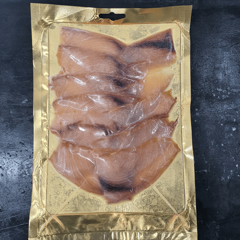 Smoked Swordfish Sliced 200g FROZEN The Stickleback Fish Company Ltd